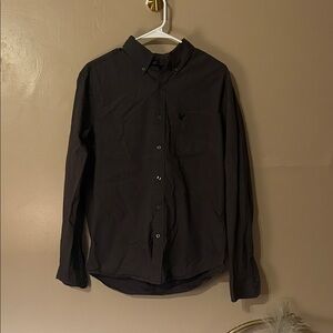 American Eagle Outfitters Dark Gray Button-Down Shirt